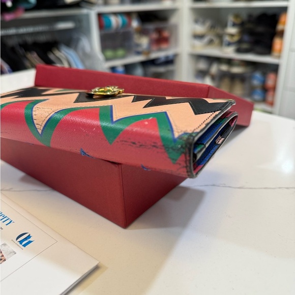 Salvatore Ferragamo Chic Multicolor Chevron Wallet Clutch - Picture 5 of 12